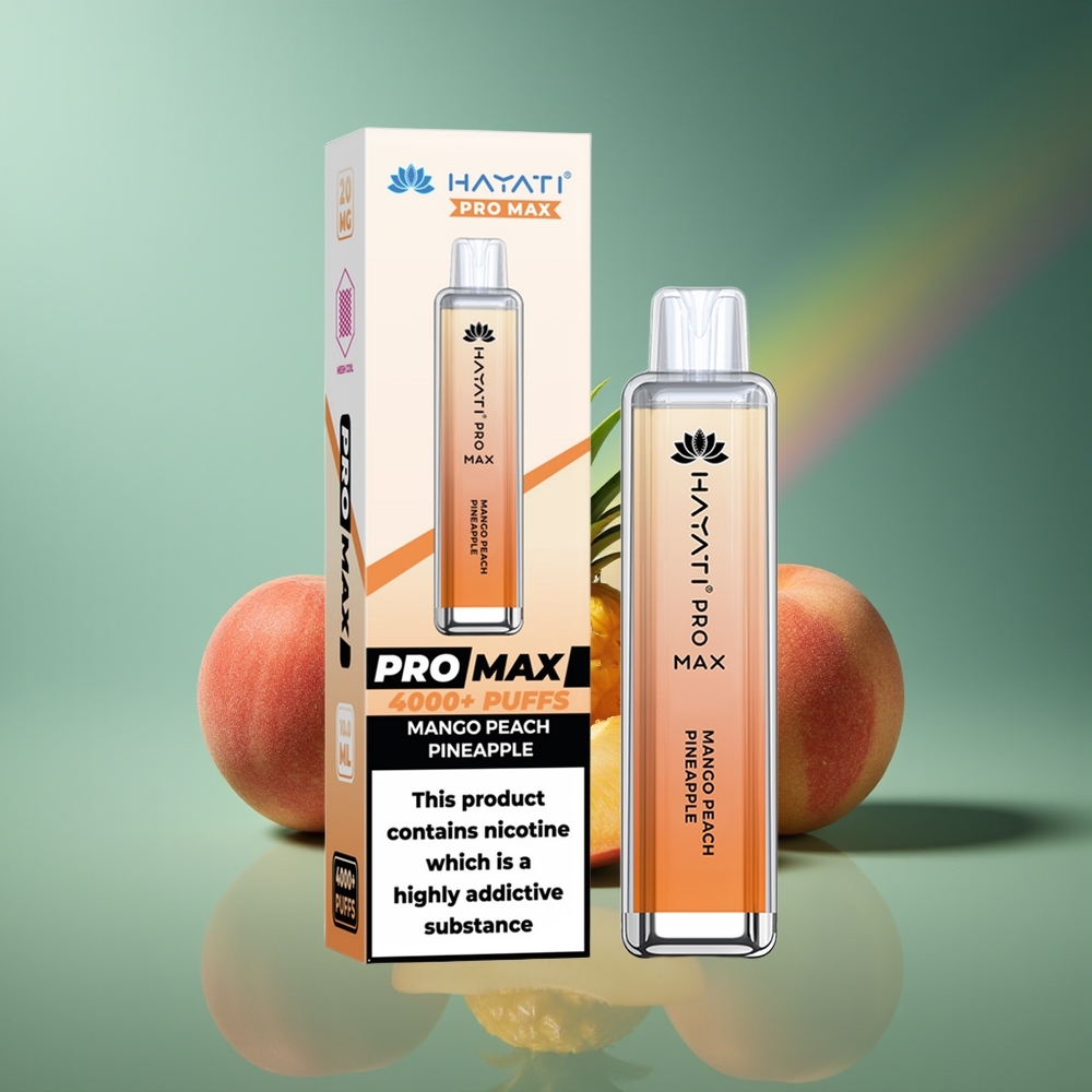 Wholesale Lithuania Hayati Pro Max 4000 Pūsų Vienkartinės Elektroninės Cigaretės Mango Persikas Ananasas 5% Nikotino 1400mAh