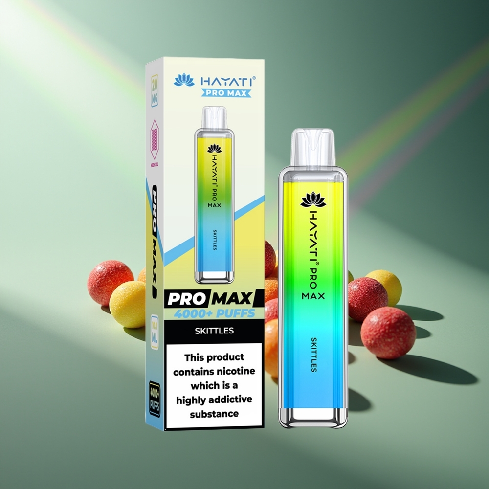 Wholesale Lithuania Hayati Pro Max 4000 Pūsų Vienkartinės Elektroninės Cigaretės Skittles 5% Nikotino Dual 1.1 Ohm Tinklelio Ritė