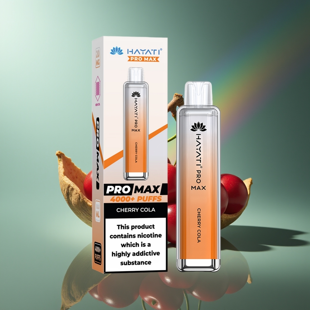 Wholesale Lithuania Hayati Pro Max 4000 Pūsų Vienkartinės Elektroninės Cigaretės Vyšnių Kola 5% Nicotine 1400mAh