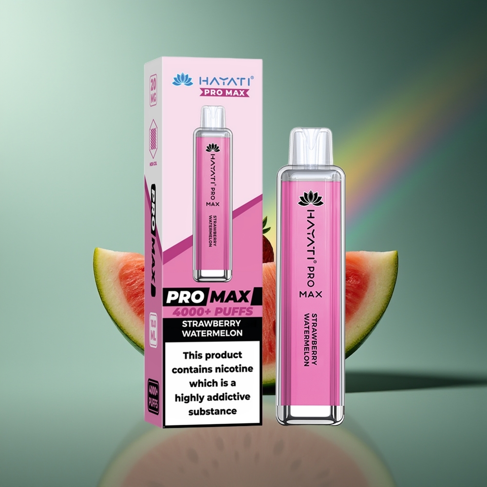 Wholesale Lithuania Hayati Pro Max 4000 Pūslių Vienkartinės Elektroninės Cigaretės Braškės Arbūzas 5% Nikotino 1400mAh