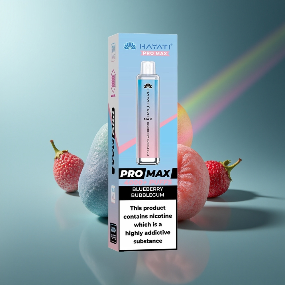 Wholesale Lithuania Hayati Pro Max 4000 Puffs Mėlynių Gumų Burbulų Vienkartinės Elektroninės Cigaretės 5% Nicotine 1400mAh