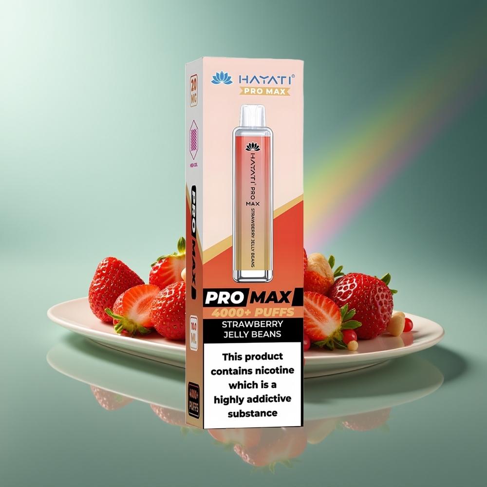 Wholesale Lithuania Hayati Pro Max 4000 Puffs Vienkartinės Elektroninės Cigaretės Braškės Želė Pupelės 5% Nicotine 1400mAh