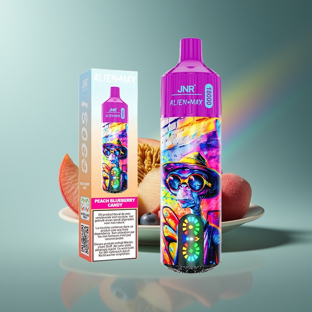 Wholesale Lithuania JNR Alien Max 18000 Pufų Persikas Mėlynų Uogų Saldainiai Tipas-C Greitas įkrovimas