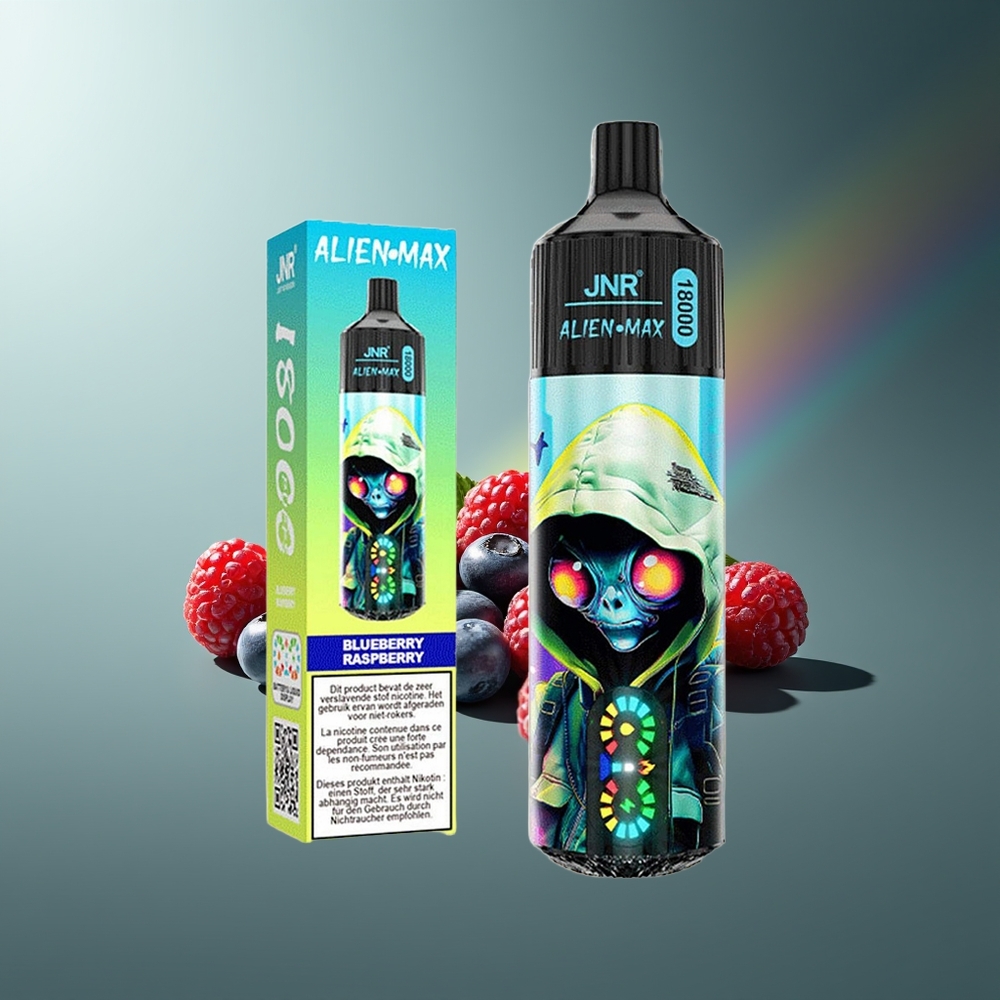 Wholesale Lithuania JNR Alien Max 18000 Puffs Mėlynės Avietės Vienkartinės Elektroninės Cigaretės Dual Mesh Coil Type-C