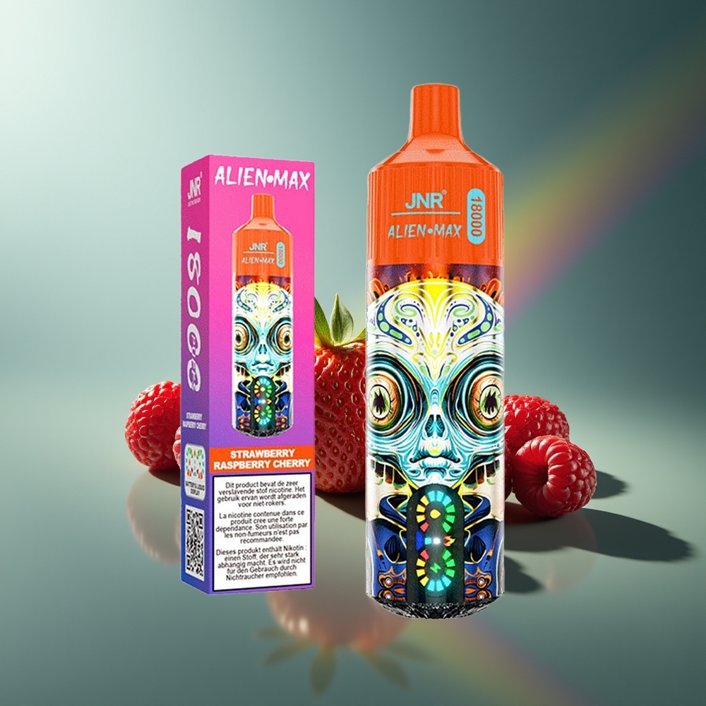Wholesale Lithuania JNR Alien Max 18000 Puffs Vienkartinės Elektroninės Cigaretės Braškė Avietė Vyšnia 850mAh 28ml