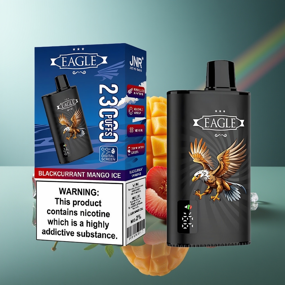 Wholesale Lithuania JNR EAGLE Smart 23000 Puffs Juodųjų serbentų mango ledas Vienkartinės Elektroninės Cigaretės su 25ml e-Liquid ir 750mAh Battery Capacity