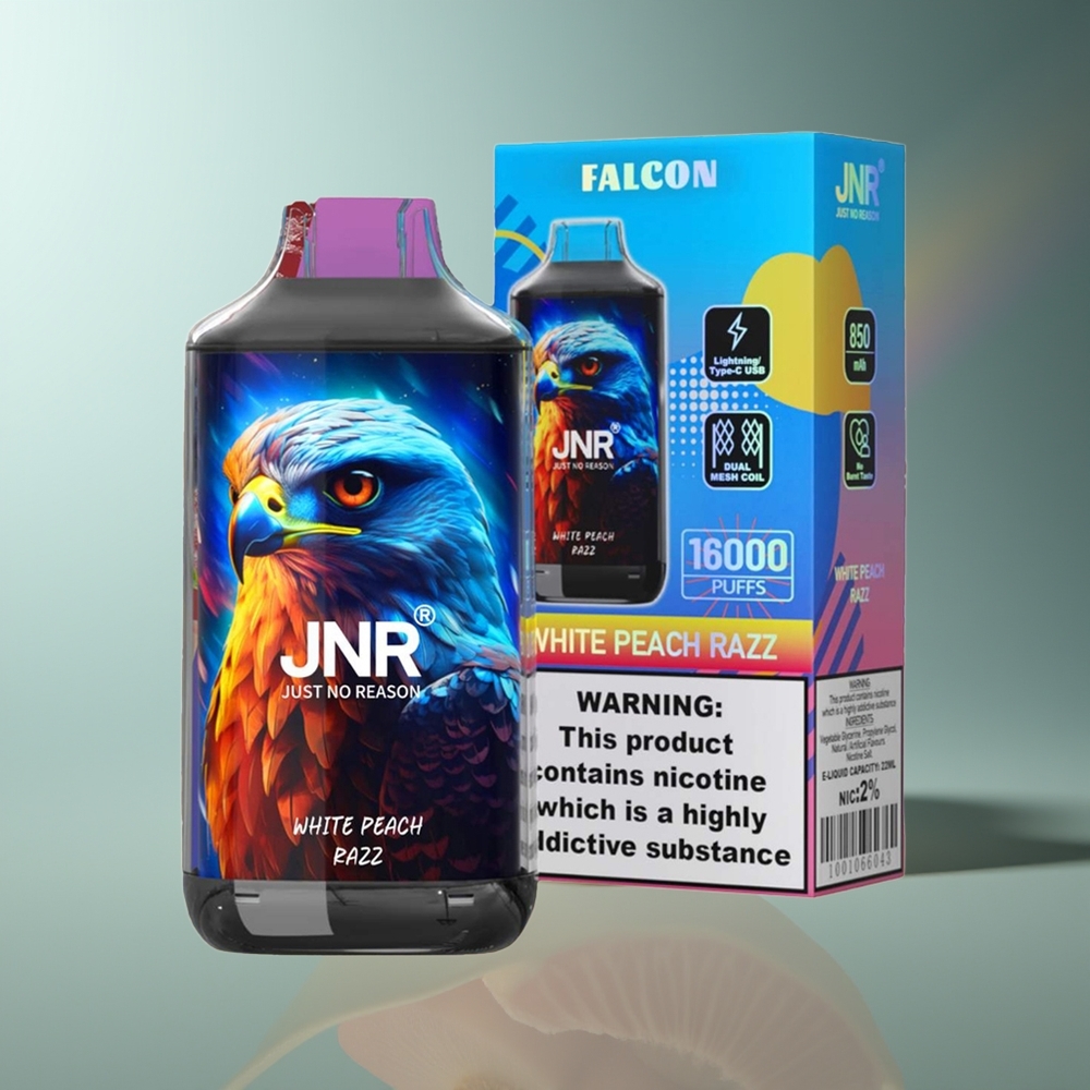 Wholesale Lithuania JNR Falcon 16000 Puffs Baltasis Persikas ir Avietė 850 mAh