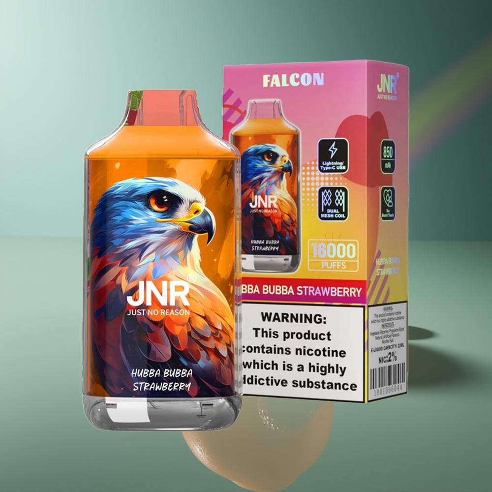 Wholesale Lithuania JNR Falcon 16000 Puffs Hubba Bubba Braškinė 850 mAh Smart LED Display