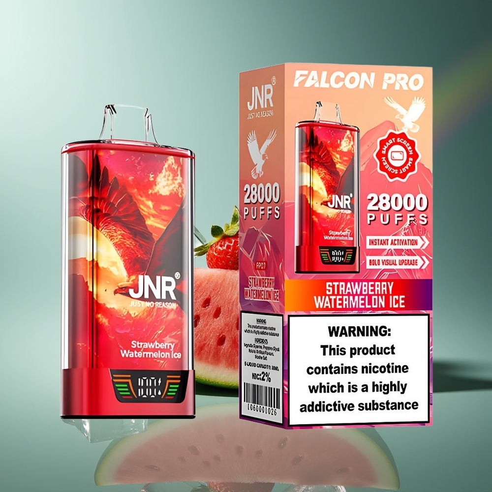 Wholesale Lithuania JNR Falcon Pro 28000 Braškės Vandens Melionas Ledas Smart Display Dual Mesh Coil