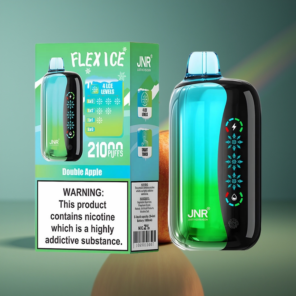 Wholesale Lithuania JNR Flex Ice 21000 Puffs Disanginė Vapė Dviguba Obuolių Ledas 26ml 1000mAh