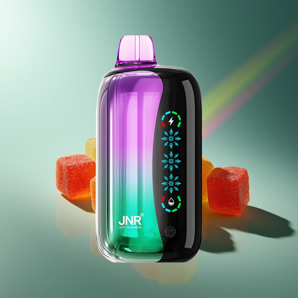 Wholesale Lithuania JNR Flex Ice 21000 Puffs Rūgščiosios vyšnių gummiukai Customizable Airflow Type-C Charging Port