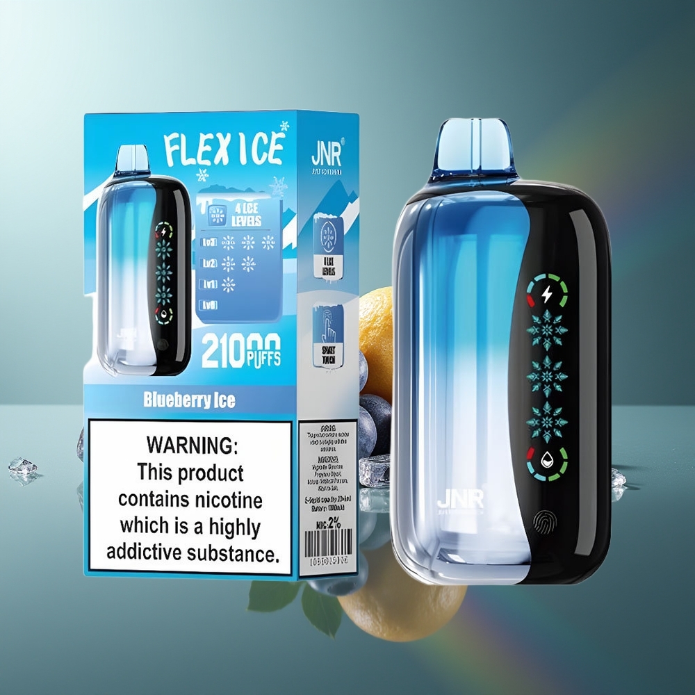 Wholesale Lithuania JNR Flex Ice 21000 Puffs Vienkartinės Elektroninės Cigaretės Mėlynų Uogų Ledas Adjustable Airflow Type-C Charging Port