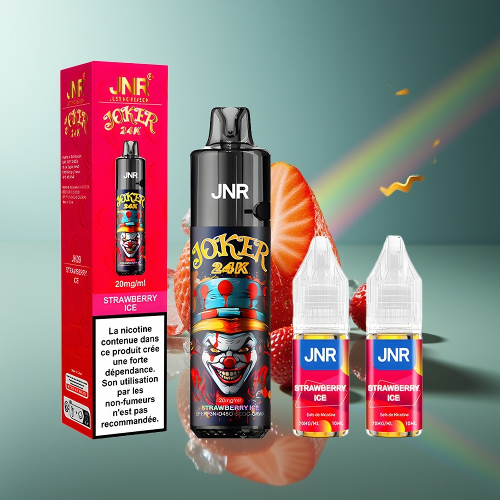 Wholesale Lithuania JNR Joker 24000 Pufų Braškynių Ledas Vienkartinės Elektroninės Cigaretės 2% Nikotino Turinio Type-C Įkrovimas