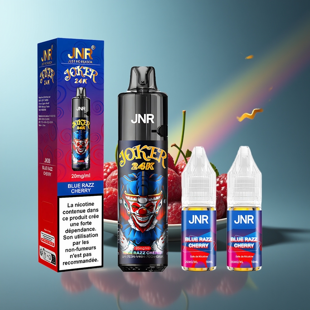 Wholesale Lithuania JNR Joker 24000 Puffs Mėlynas Avietų Vyšnių Vienkartinės Elektroninės Cigaretės 800mAh 2% Nikotino
