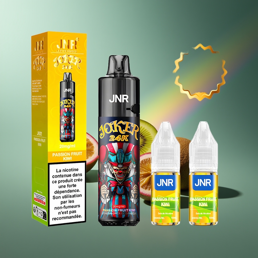 Wholesale Lithuania JNR Joker 24000 Puffs Pasiflora Kiwi 2+10ml Refillable Pod Type-C Charging