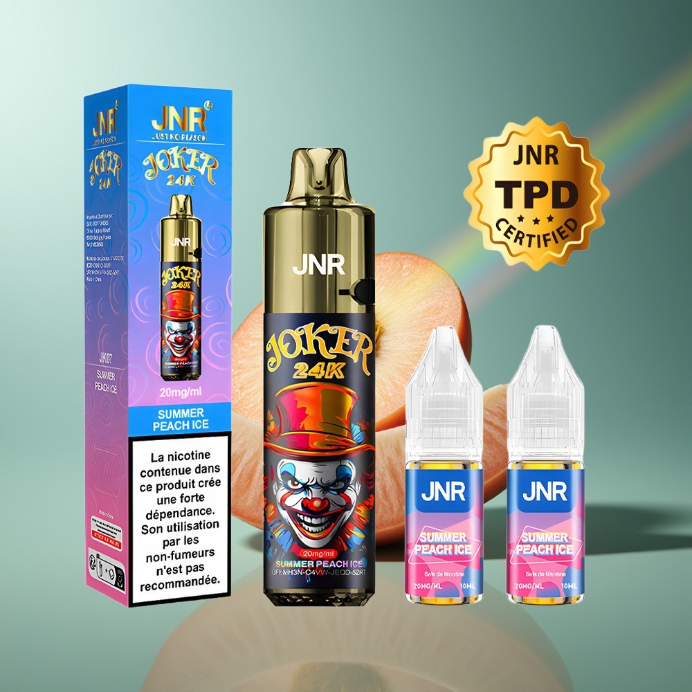 Wholesale Lithuania JNR Joker 24K Puffs 800mAh Vasara Persikas Ledas Vienkartinės Elektroninės Cigaretės