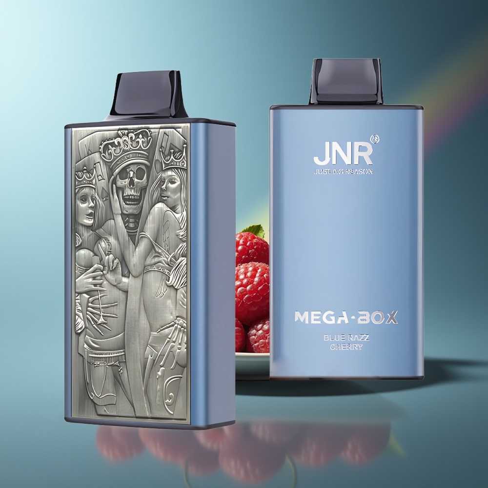 Wholesale Lithuania JNR Mega Box 25000 Pūsų Vienkartinės Elektroninės Cigaretės Mėlynųjų Aviečių Vyšnių 30ml
