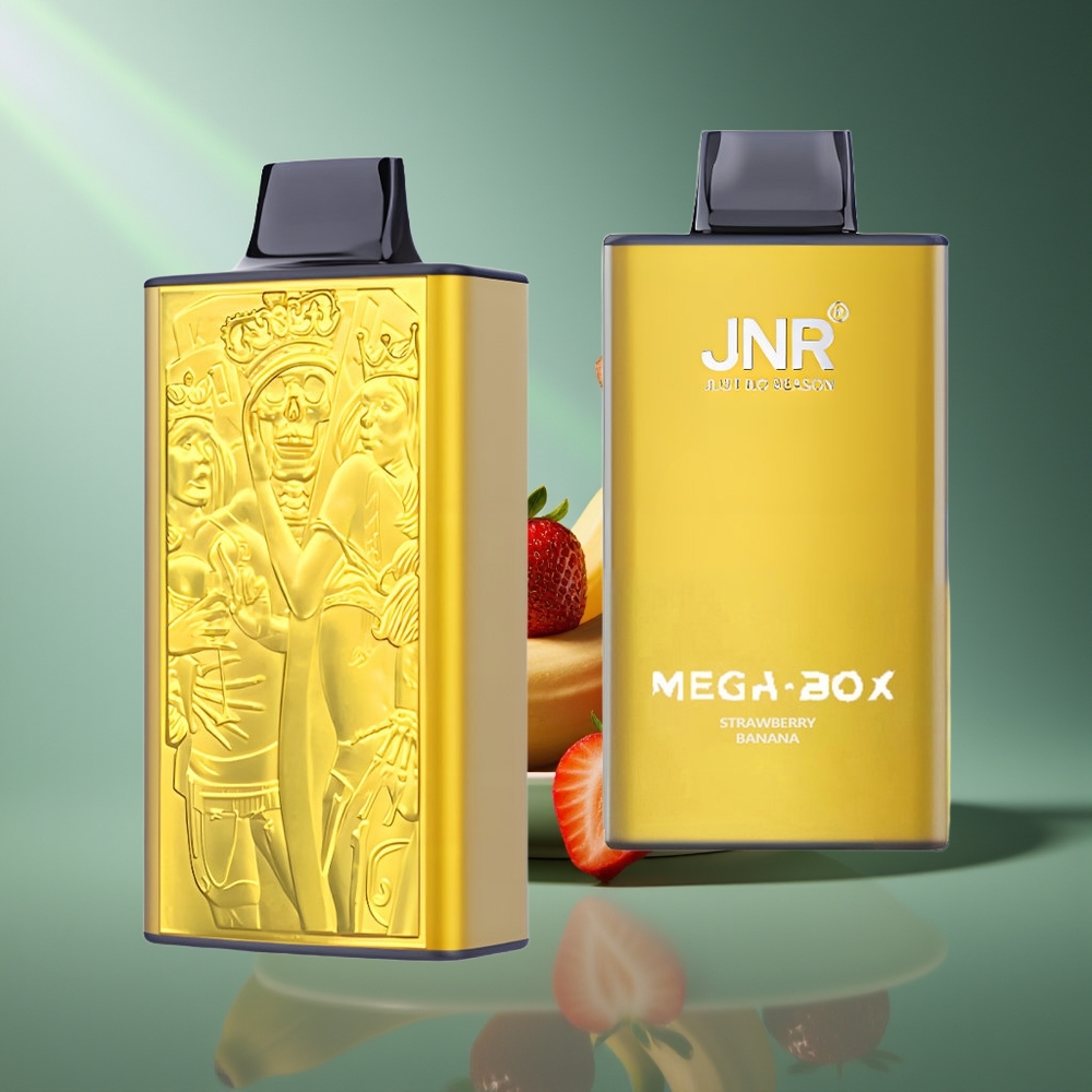 Wholesale Lithuania JNR Mega Box 25000 Pafsų Vienkartinės Elektroninės Cigaretės Braškės Bananas 30ml