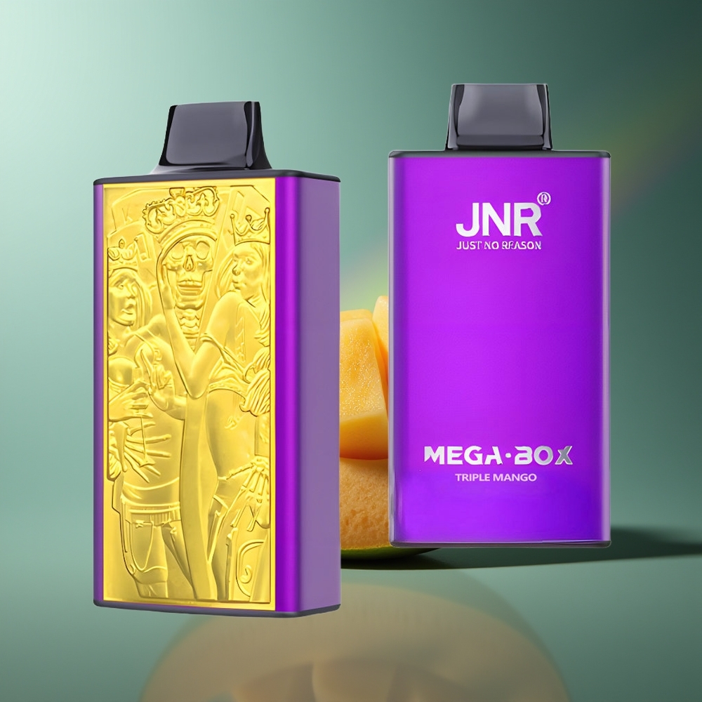 Wholesale Lithuania JNR Mega Box 25000 Pufų Vienkartinės Elektroninės Cigaretės Dvigubas Mango 30ml 850mAh