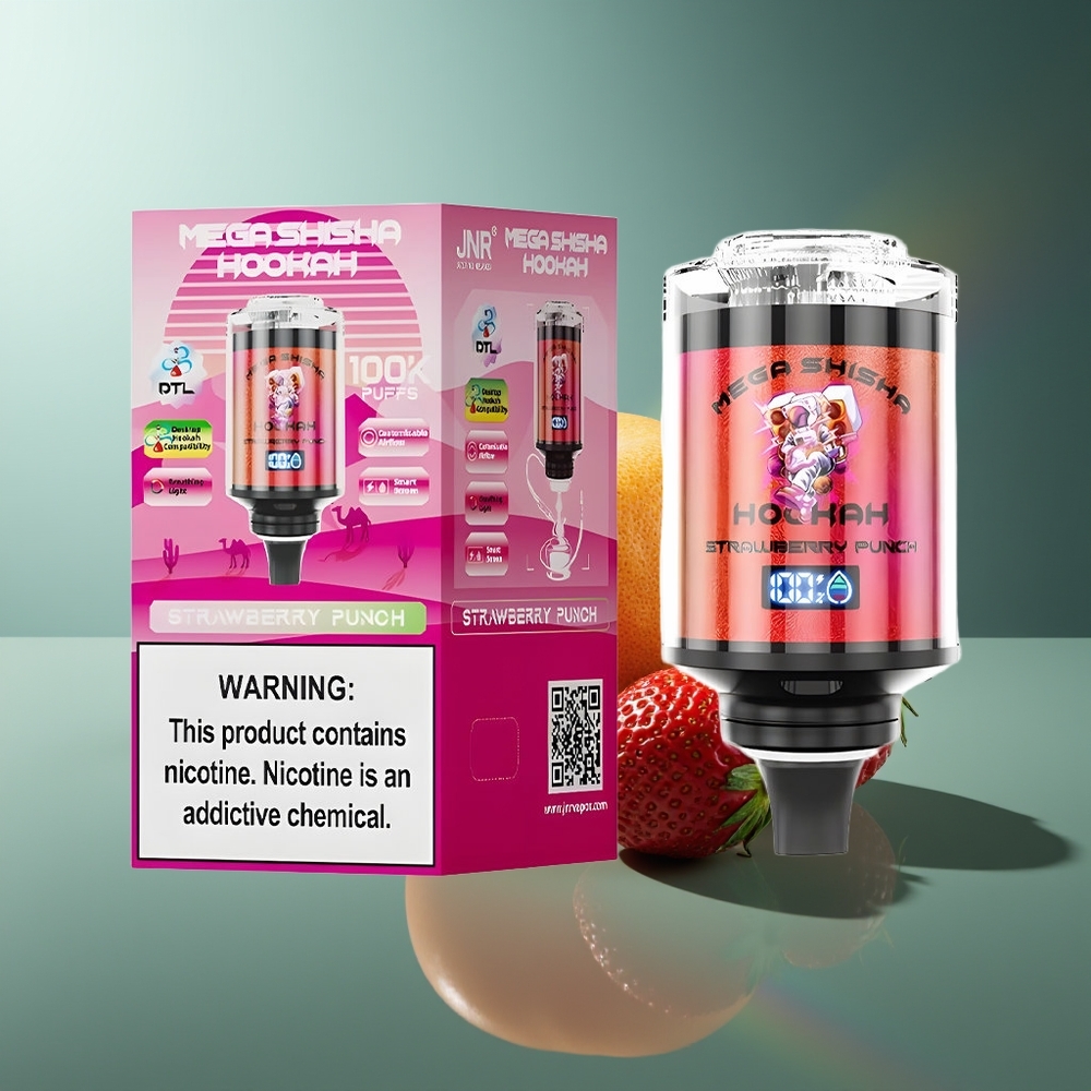 Wholesale Lithuania JNR Mega Shisha Hookah 100K 2200mAh Braškiniu Smūgiu