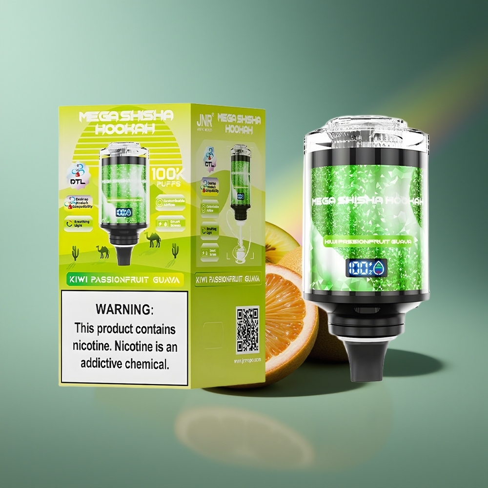 Wholesale Lithuania JNR Mega Shisha Hookah 100K Kiwi Pasifliuotos Gvajos 2200mAh 60ml