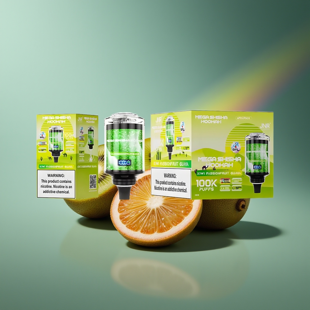 Wholesale Lithuania JNR Mega Shisha Hookah 100K Kiwi Pasifliuotos Gvajos 2200mAh 60ml