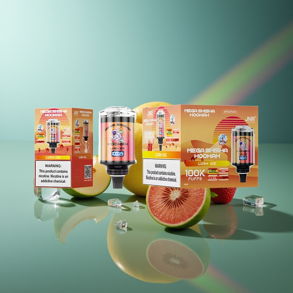 Wholesale Lithuania JNR Mega Shisha Hookah 100K Ledo Sūris 2200mAh Interactive Smart Screen