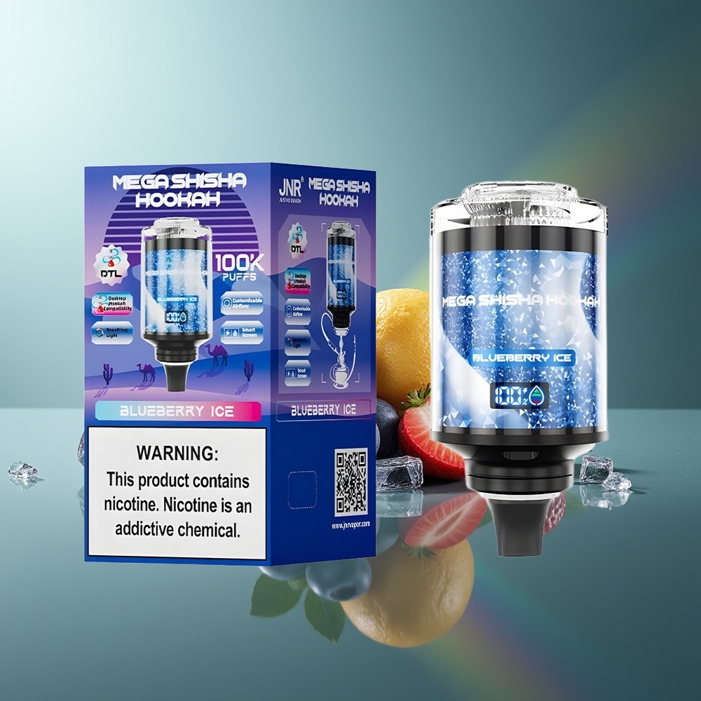 Wholesale Lithuania JNR Mega Shisha Hookah 100K Mėlynų Uogų Ledas Type-C Fast Charging 2200mAh
