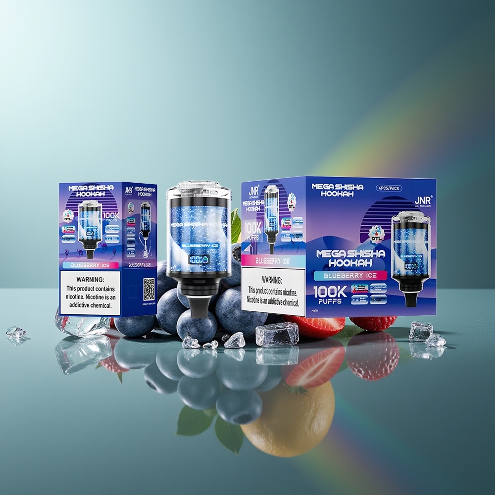 Wholesale Lithuania JNR Mega Shisha Hookah 100K Mėlynų Uogų Ledas Type-C Fast Charging 2200mAh
