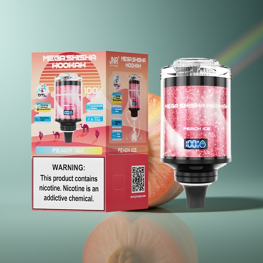 Wholesale Lithuania JNR Mega Shisha Hookah 100K Persikų Ledas Interactive Smart Screen Adjustable Airflow