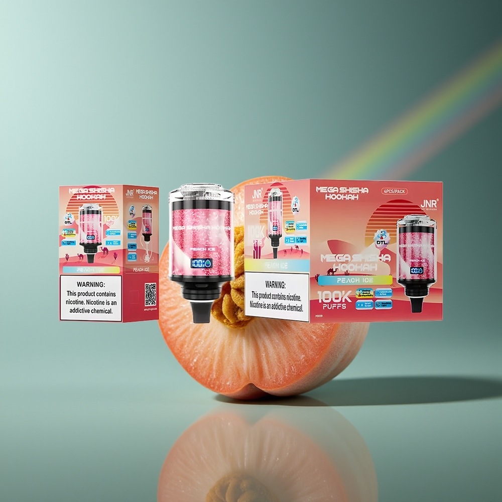 Wholesale Lithuania JNR Mega Shisha Hookah 100K Persikų Ledas Interactive Smart Screen Adjustable Airflow