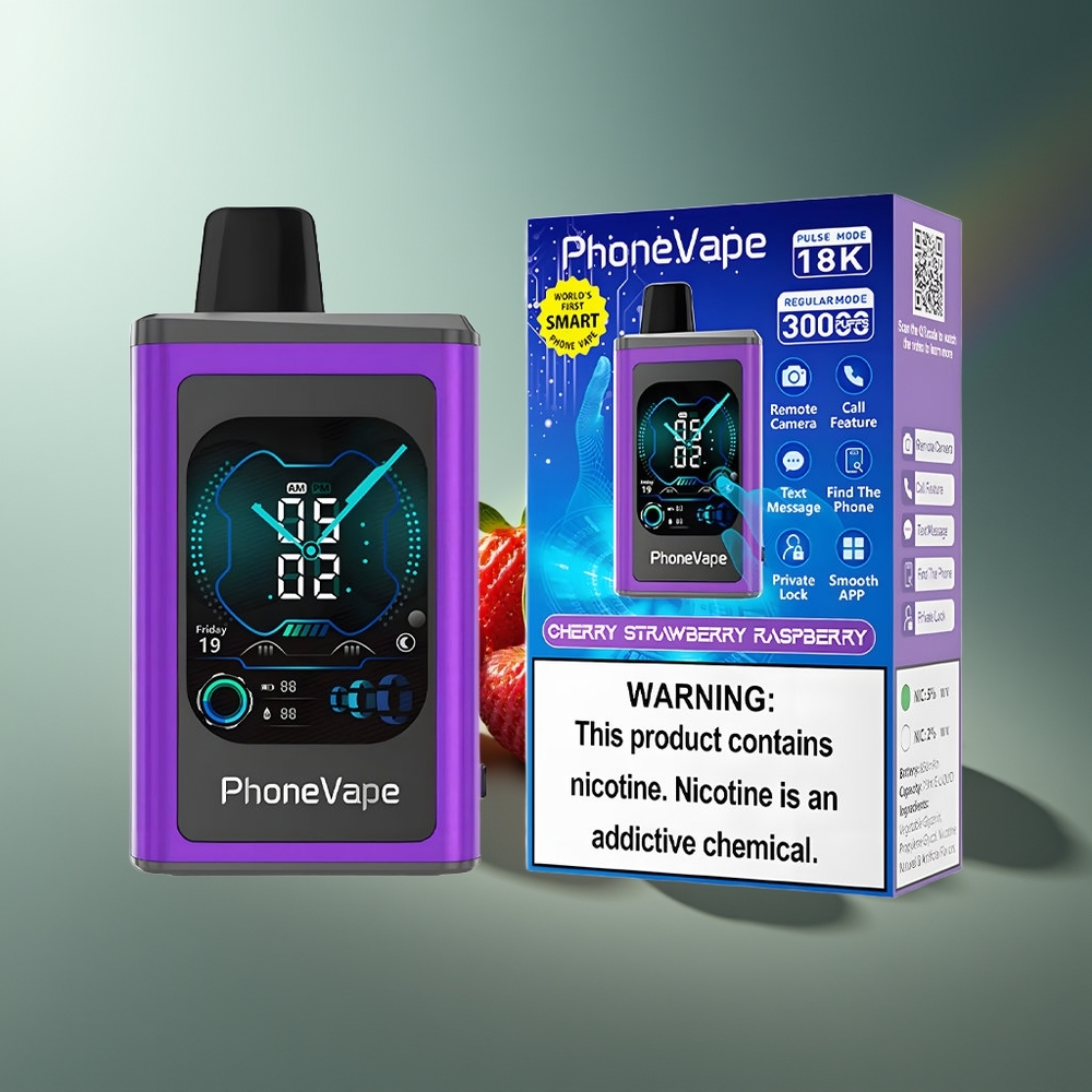 Wholesale Lithuania JNR PhoneVape 30000 pūsų Vienkartinės Elektroninės Cigaretės Vyšnių Braškių Aviečių Pilnas Ekranas Nuotolinė Kamera