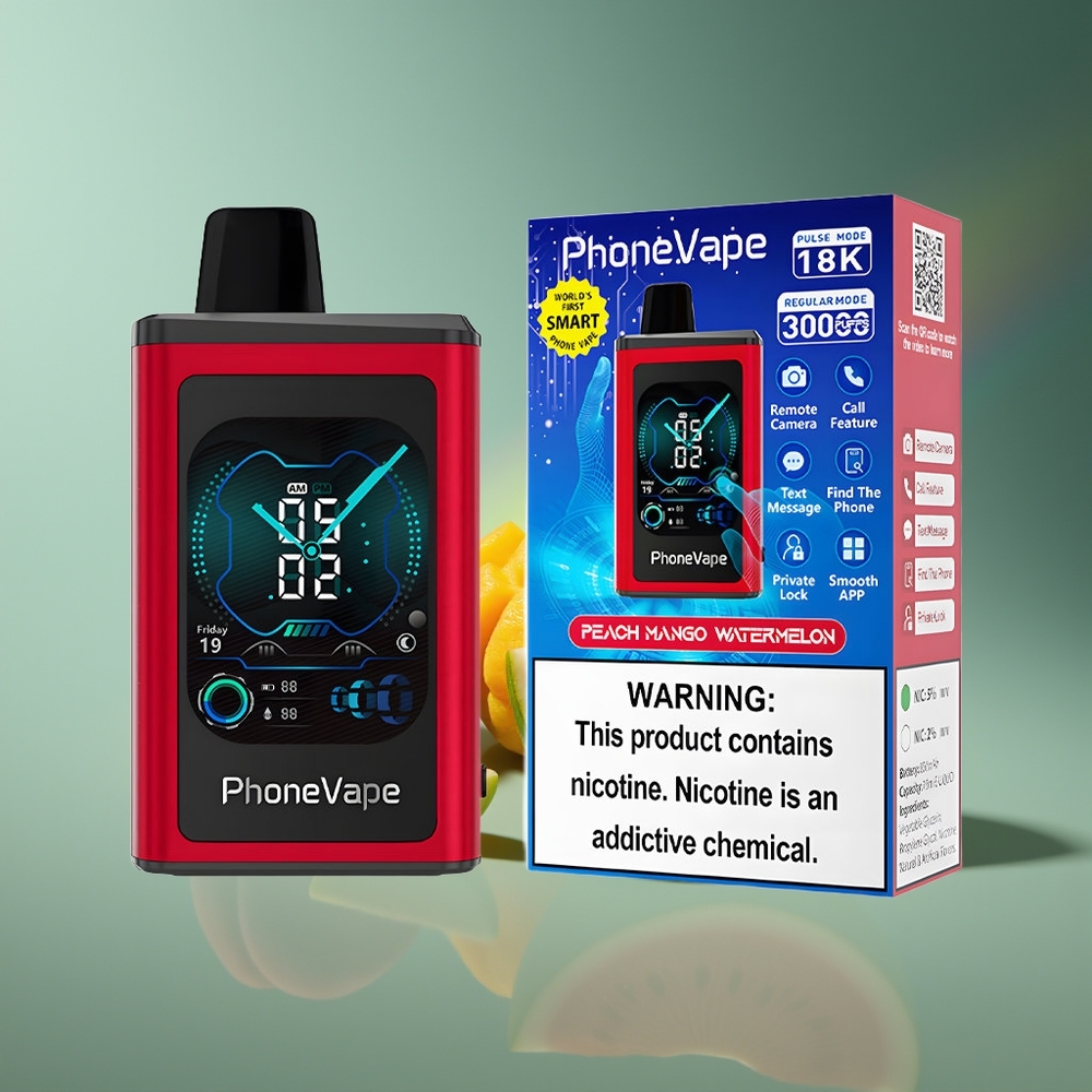 Wholesale Lithuania JNR PhoneVape 30000 pufų Vienkartinės Elektroninės Cigaretės Persikas Mango Arbūzas Type-C Rechargeable Battery Adjustable Airflow