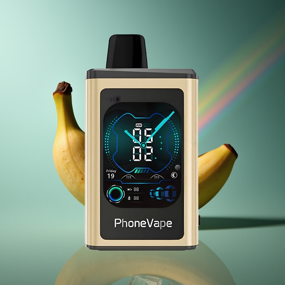 Wholesale Lithuania JNR PhoneVape 30000 puffs Bananų ledas Vienkartinės Elektroninės Cigaretės Adjustable Airflow Full Display Screen