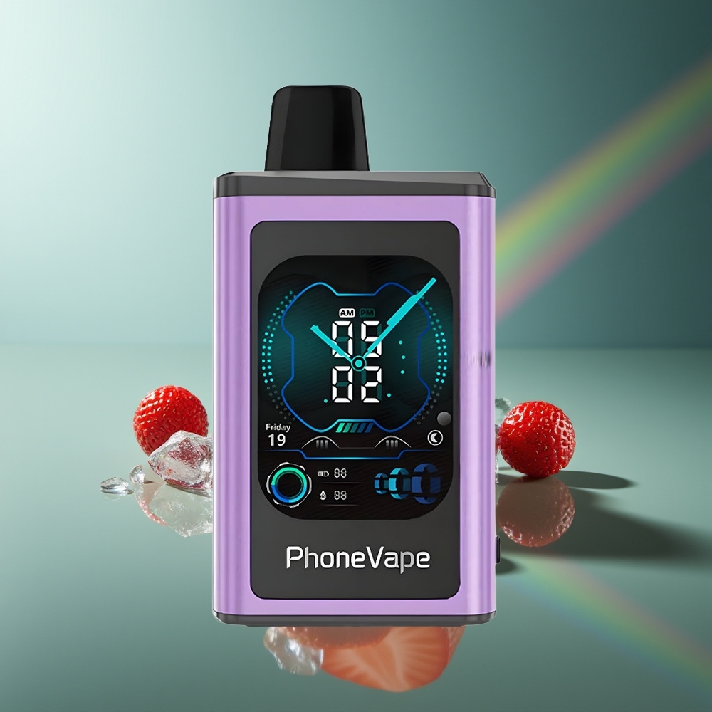 Wholesale Lithuania JNR PhoneVape 30000 puffs Braškinių ledų Vienkartinės Elektroninės Cigaretės Type-C Rechargeable Adjustable Airflow