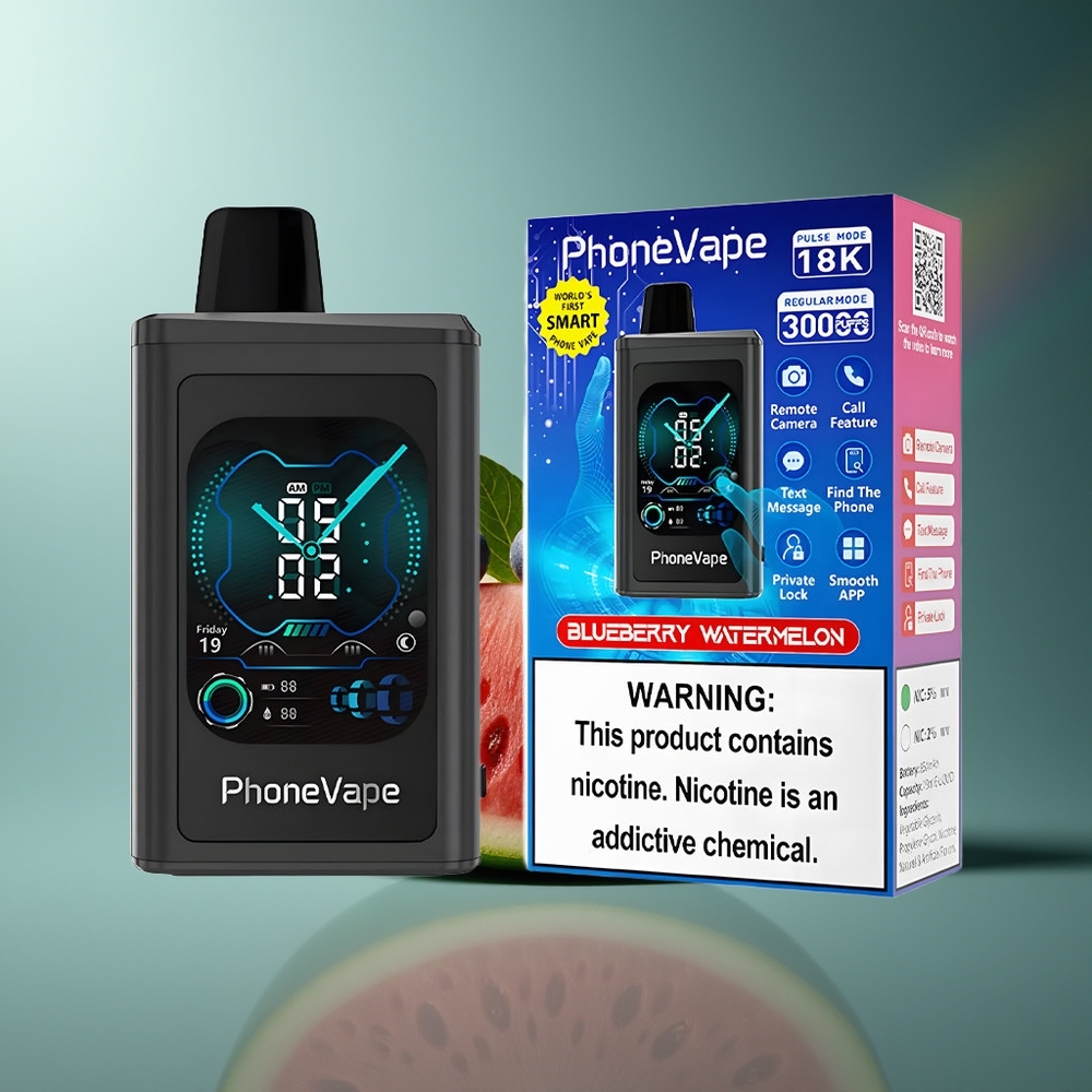 Wholesale Lithuania JNR PhoneVape 30000 puffs Mėlynųjų Uogų ir Arbūzas Vienkartinės Elektroninės Cigaretės su 850mAh ir Type-C