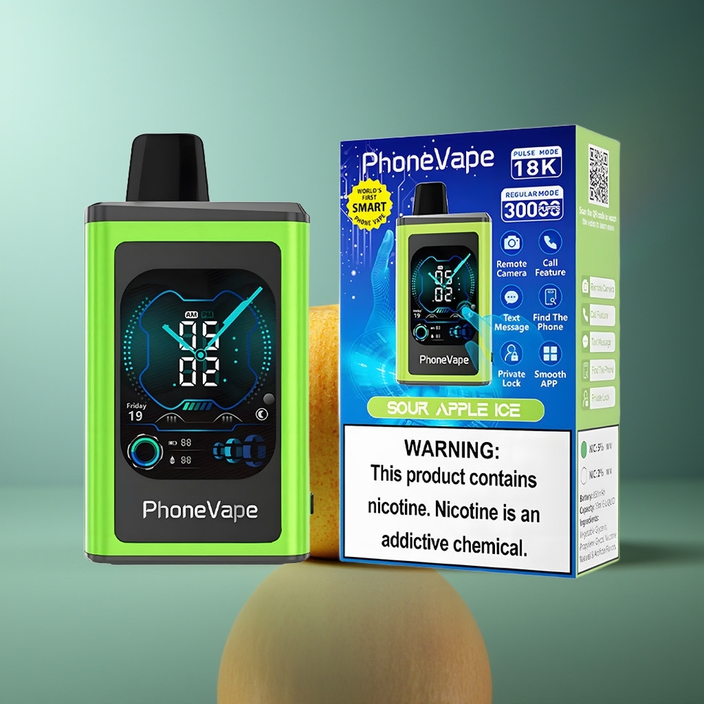 Wholesale Lithuania JNR PhoneVape 30000 puffs Rūgščios Obuolių Ledas Vienkartinės Elektroninės Cigaretės Type-C Rechargeable Full Display Screen