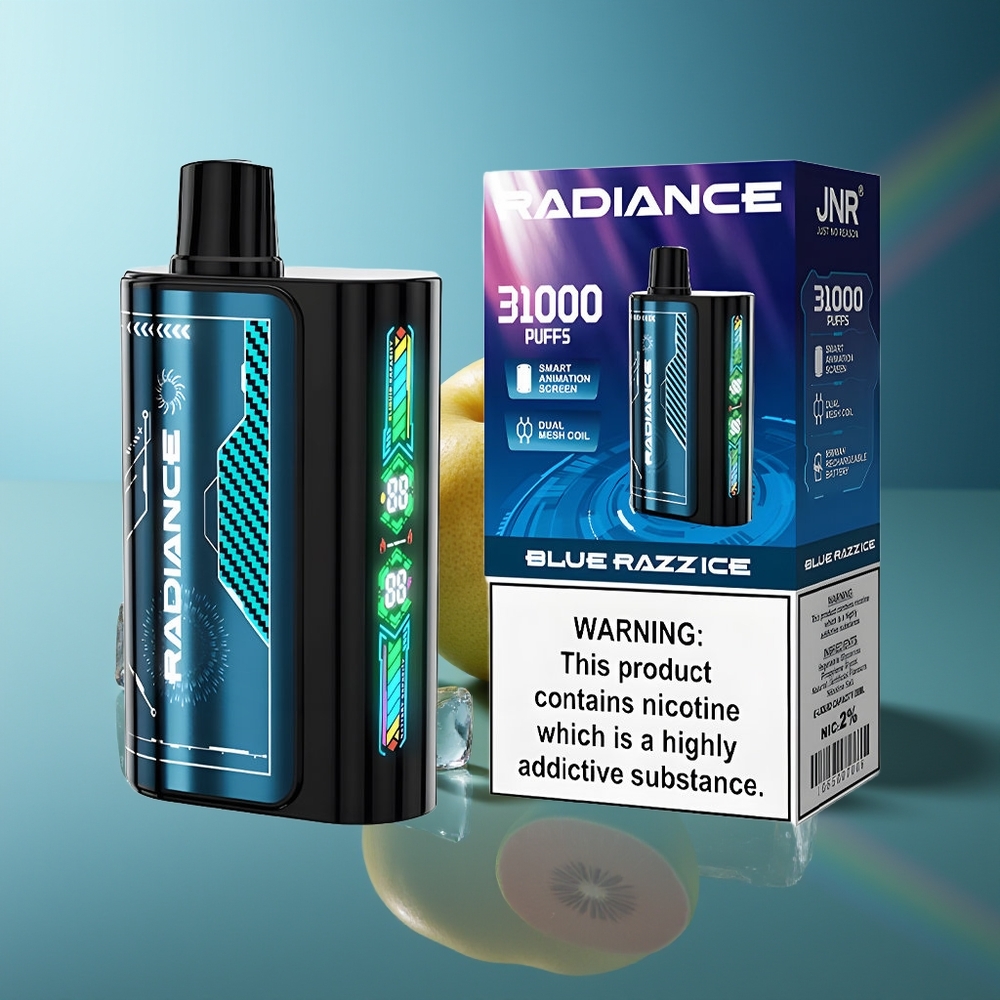 Wholesale Lithuania JNR Radiance 31000 Pūsų Vienkartinės Elektroninės Cigaretės Mėlyna Avietė Ledas 28ml 950mAh