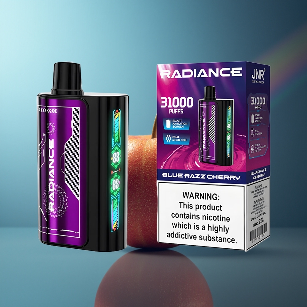 Wholesale Lithuania JNR Radiance 31000 Pūsai Vienkartinės Elektroninės Cigaretės Mėlynųjų Serbentų Vyšnių 28ml