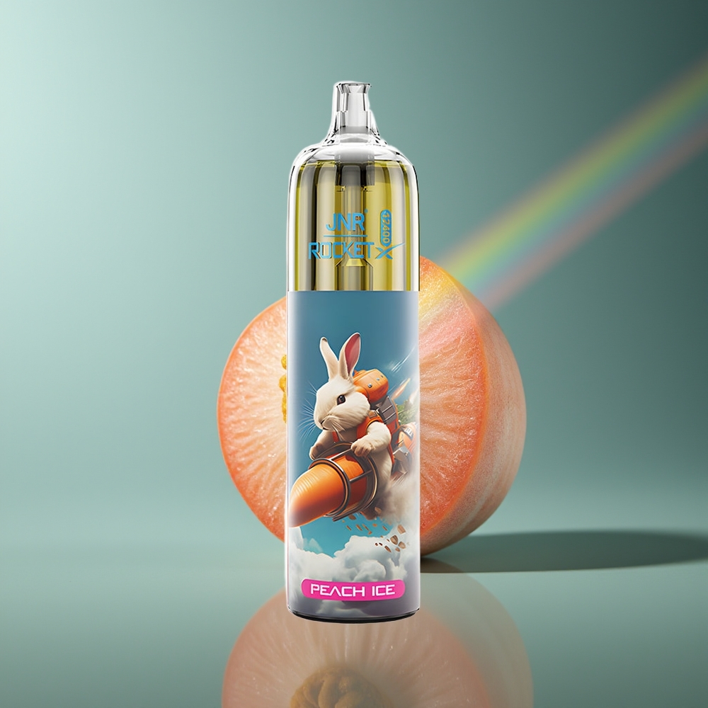 Wholesale Lithuania JNR Rocket-X 12400 Pufų Vienkartinės Elektroninės Cigaretės Persikas-Ledas Tipo-C Greitas Įkrovimas 25ml Skysčio Talpa