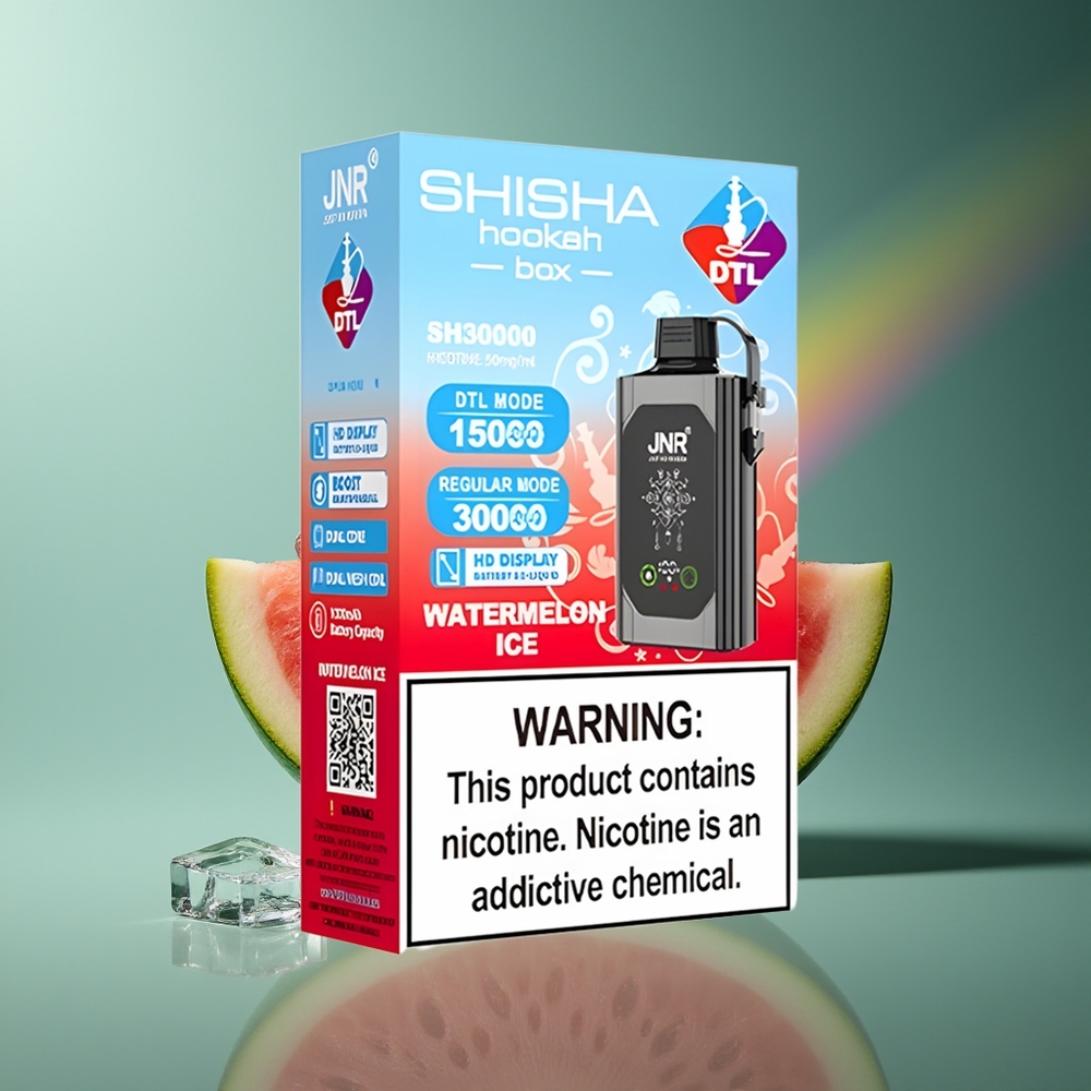 Wholesale Lithuania JNR Shisha Hookah Box 20500 Puffs Arbūzas su Ledu Dual Mesh Coil & Dual Core 25ml