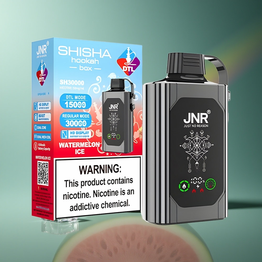 Wholesale Lithuania JNR Shisha Hookah Box 20500 Puffs Arbūzas su Ledu Dual Mesh Coil & Dual Core 25ml