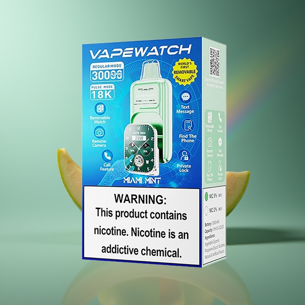Wholesale Lithuania JNR VapeWatch 30000 Puffs Miami Mėta 1000mAh Type-C