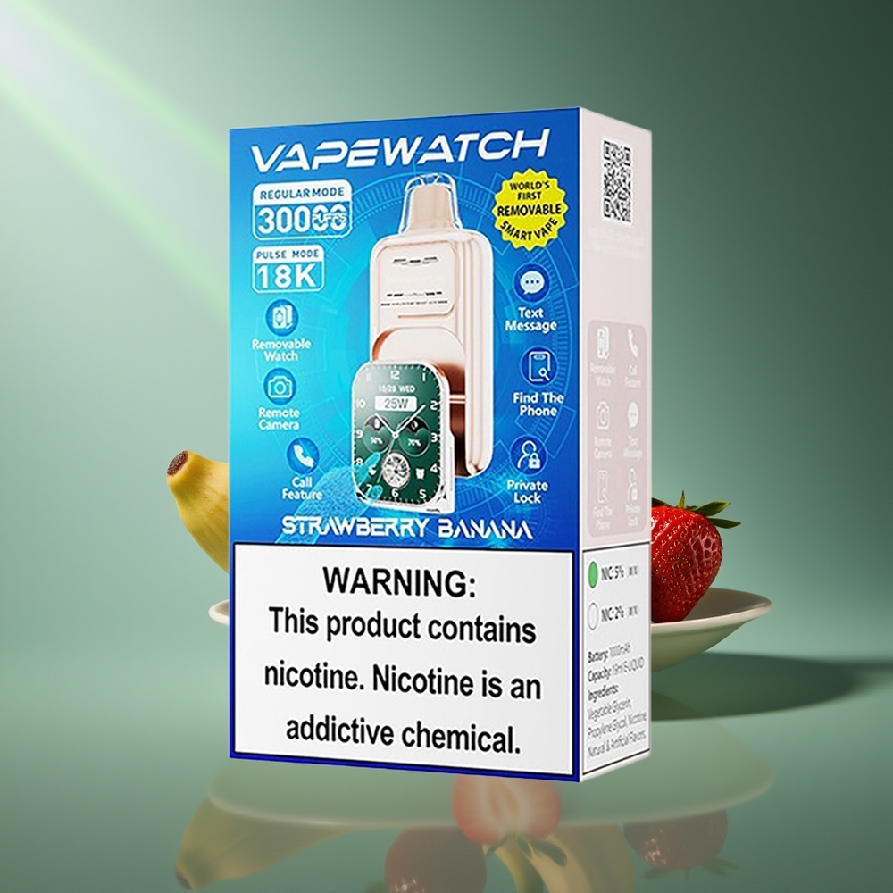 Wholesale Lithuania JNR VapeWatch 30000 pūsų 19mL Braškinis Bananas Vienkartinės Elektroninės Cigaretės