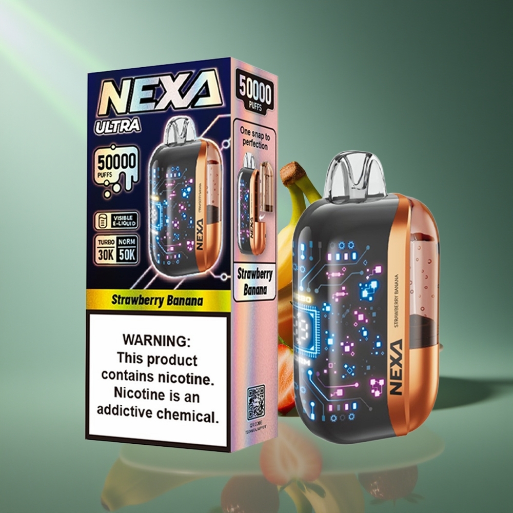 Wholesale Lithuania NEXA Ultra 50000 Puffs Braškinė Bananas 20ml 800mAh