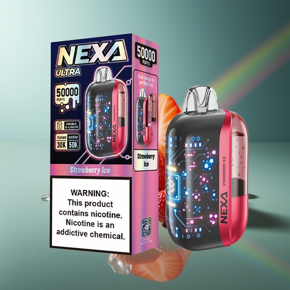 Wholesale Lithuania NEXA Ultra 50000 Puffs Braškinis Ledas 20ml 800mah