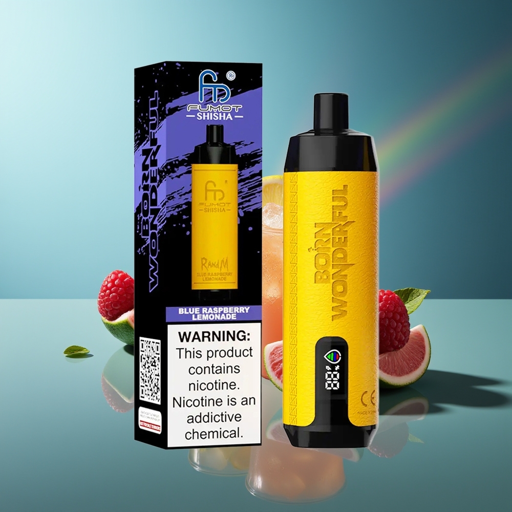 Wholesale Lithuania RandM Fumot Shisha 10000 Puffs Mėlynų Aviečių Citrinų Limonadas su 18ml ir Type-C Port