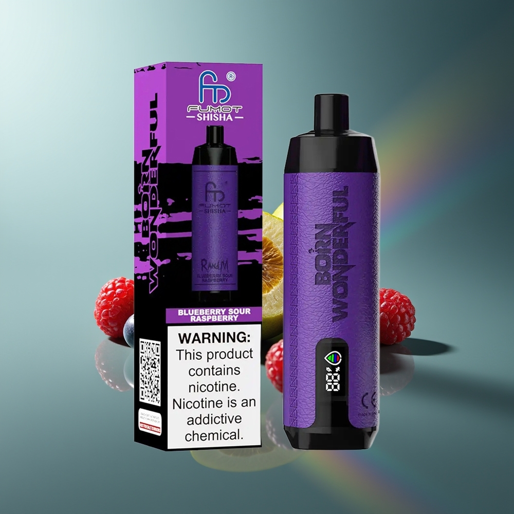 Wholesale Lithuania RandM Fumot Shisha 10000 Puffs Mėlynųjų Serbentų ir Rūgščių Aviečių Vienkartinės Elektroninės Cigaretės 18ml 0.5% Nicotine