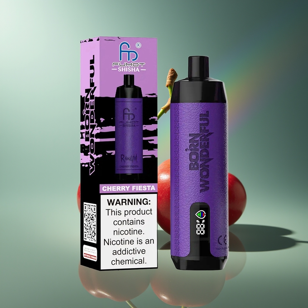 Wholesale Lithuania RandM Fumot Shisha 10000 Puffs Vyšnių Fiesta 18ml 0.5% Nikotino