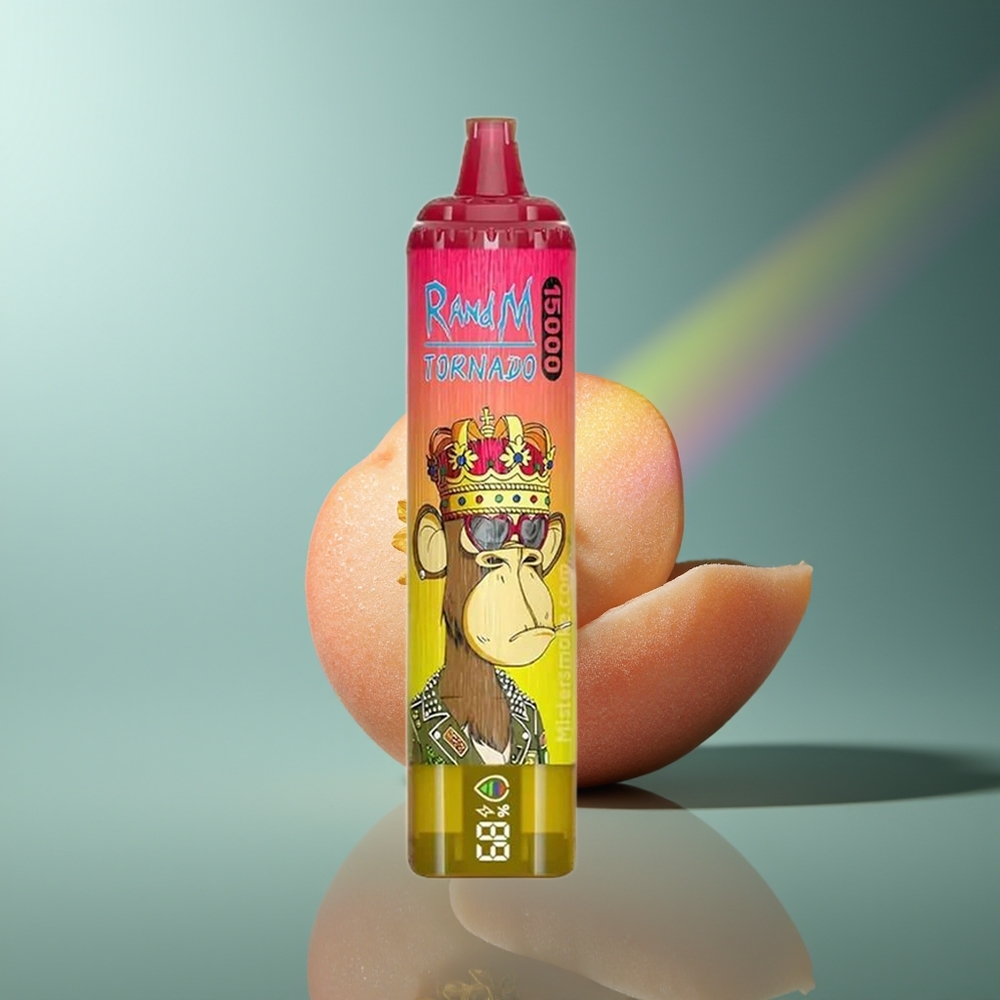 Wholesale Lithuania RandM Fumot Tornado 15000 Puffs 25ml Ledinė Persikas LCD